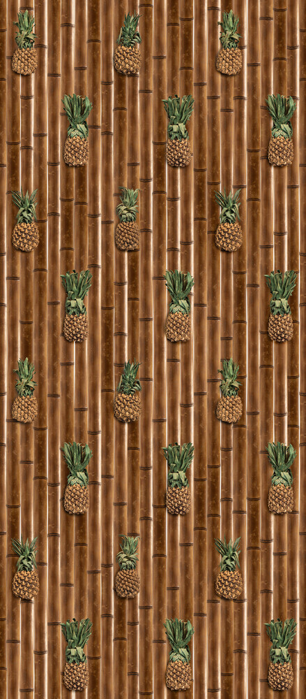 Pineapple on bamboo with shadow